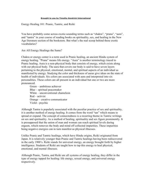 Product picture Energy Healing 101: Pranic, Tantric, and Reiki